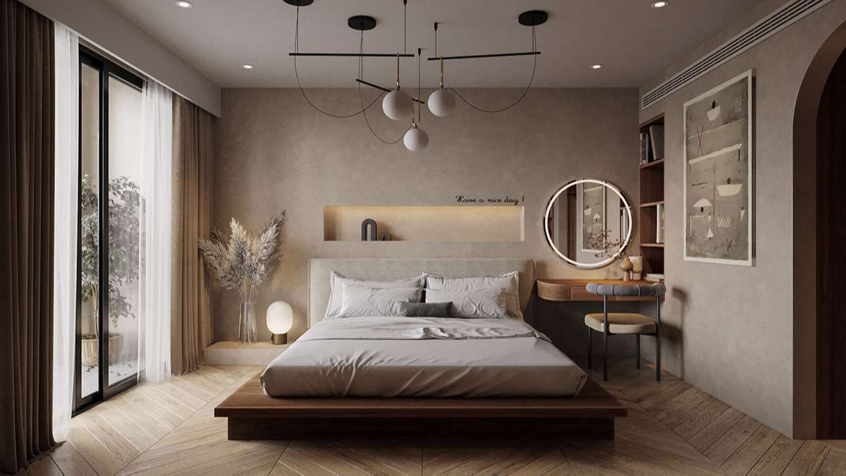 Decor phòng ngủ vintage kết hợp hiện đại 