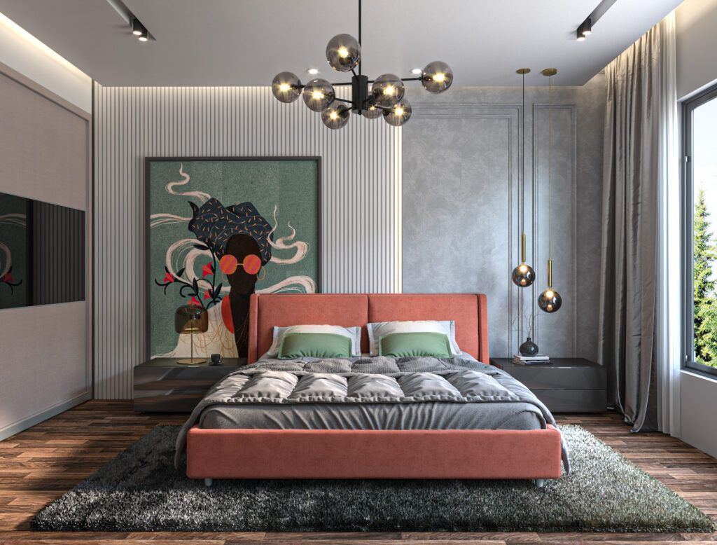 Tranh nghệ thuật treo tường tạo điểm nhấn cho phòng ngủ