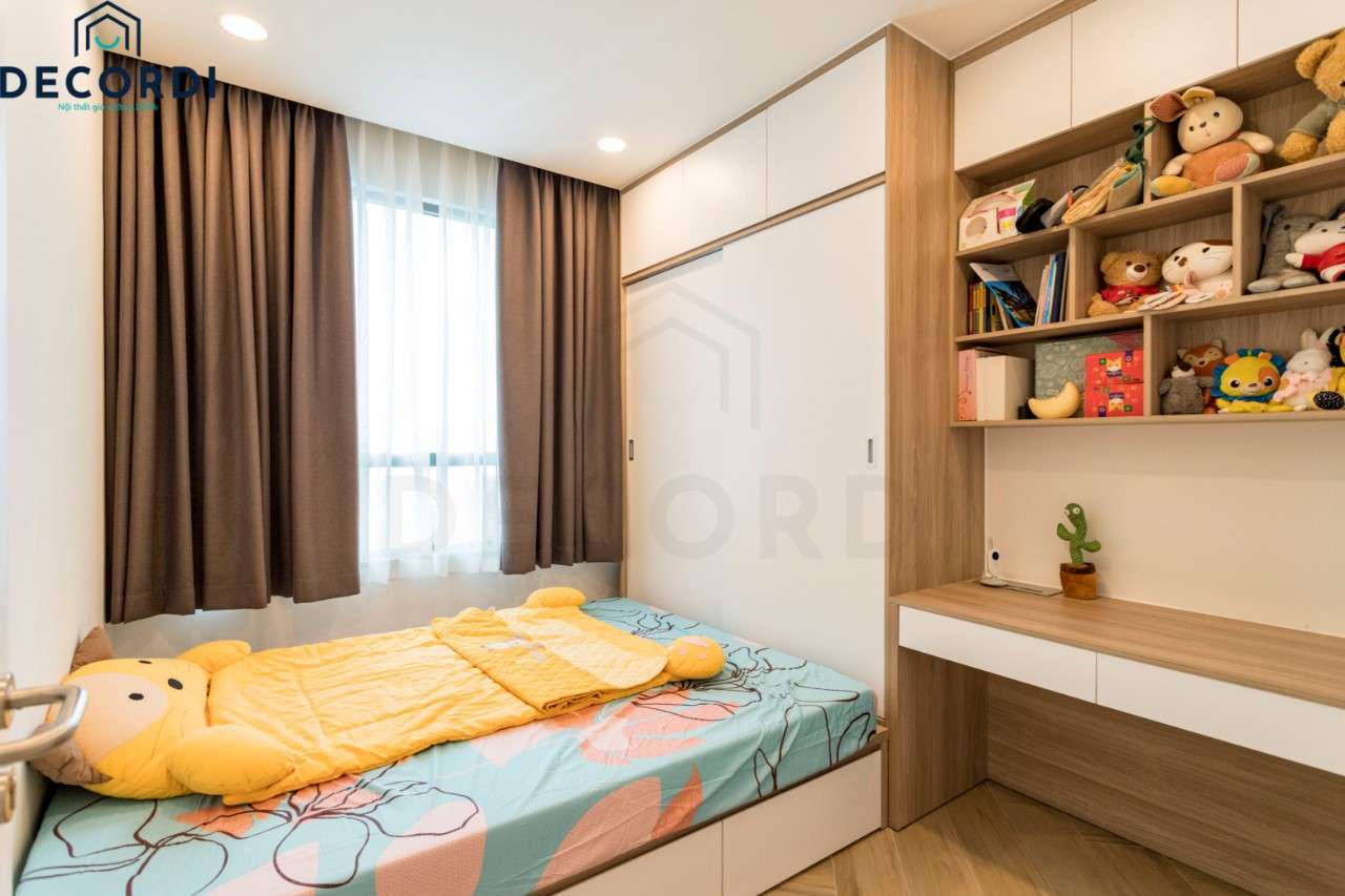 Phòng ngủ hiện đại với gam màu trắng phối gỗ hiện đại