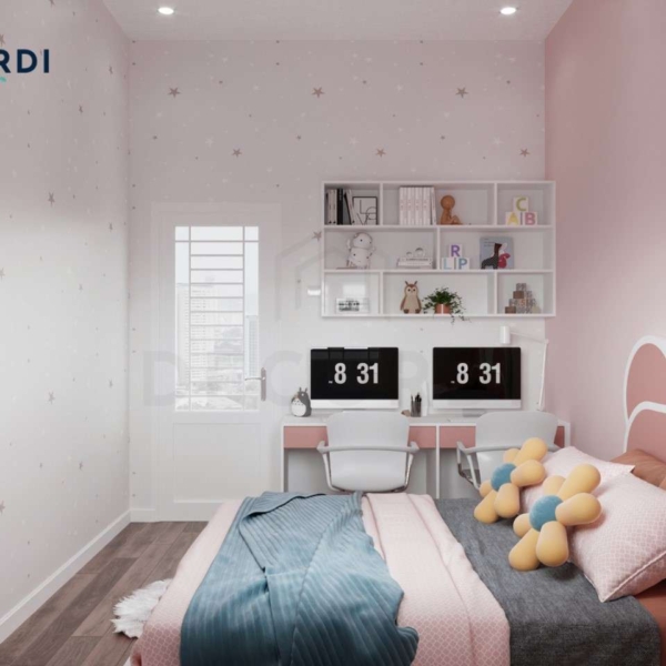 Thiết kế phòng ngủ cho bé màu hồng siêu dễ thương