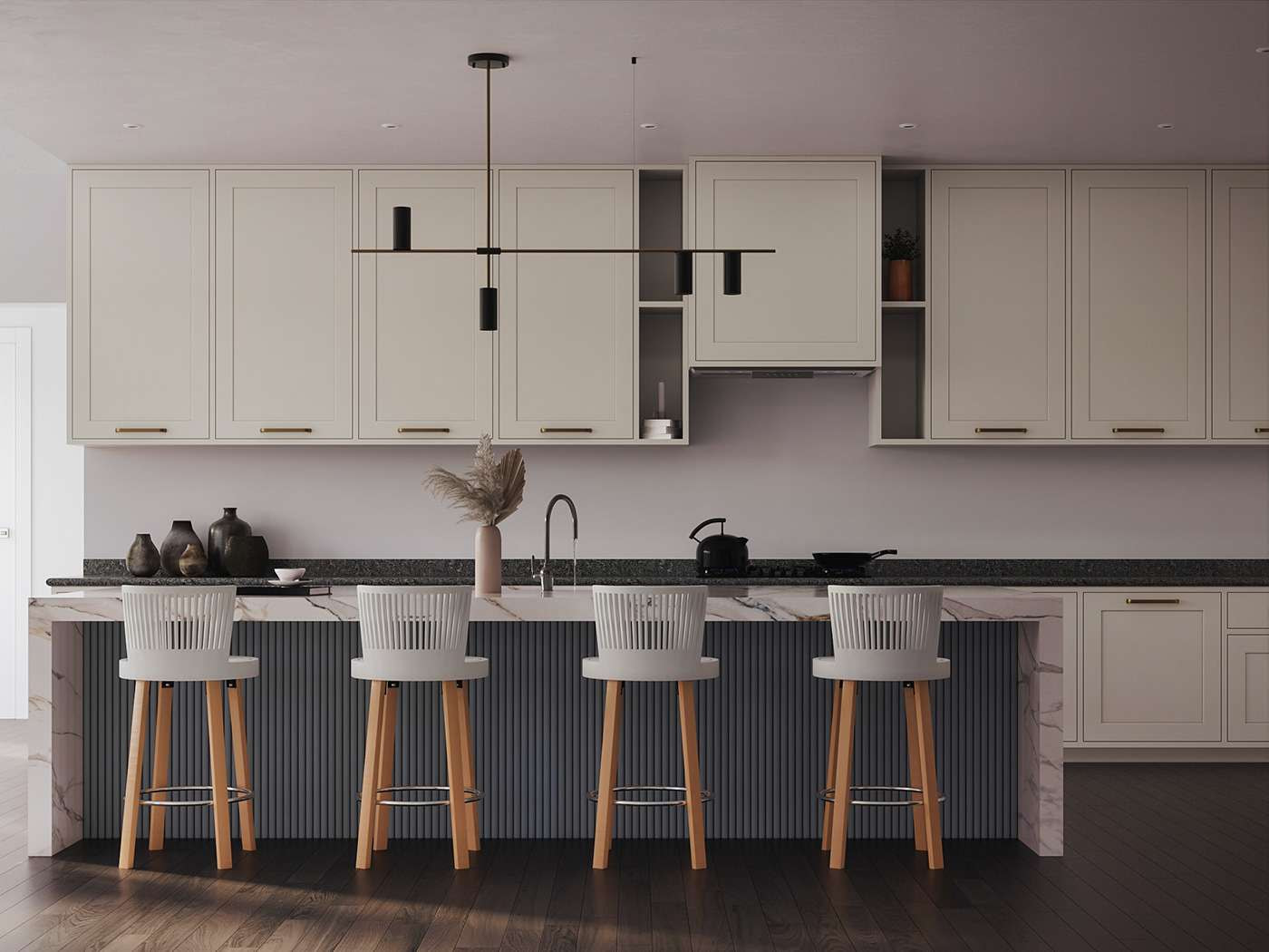 Thiết kế tủ bếp có bàn đảo cho chung cư theo phong cách Châu Âu