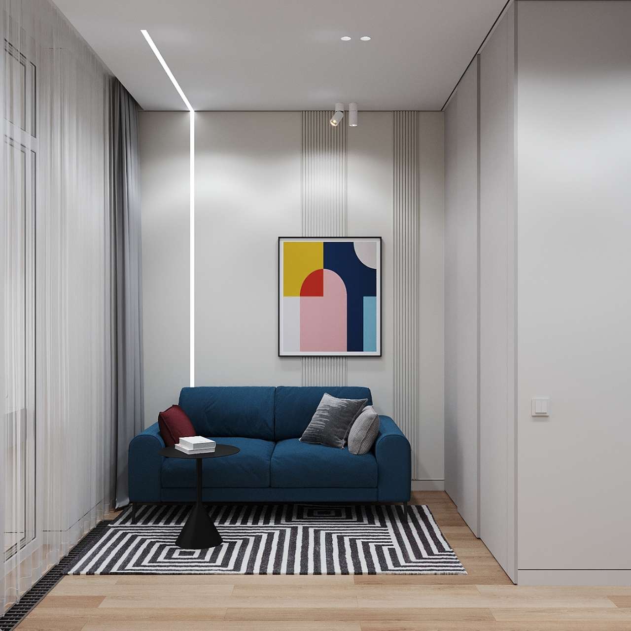 Thiết kế phòng khách nhỏ theo phong cách Bauhaus 