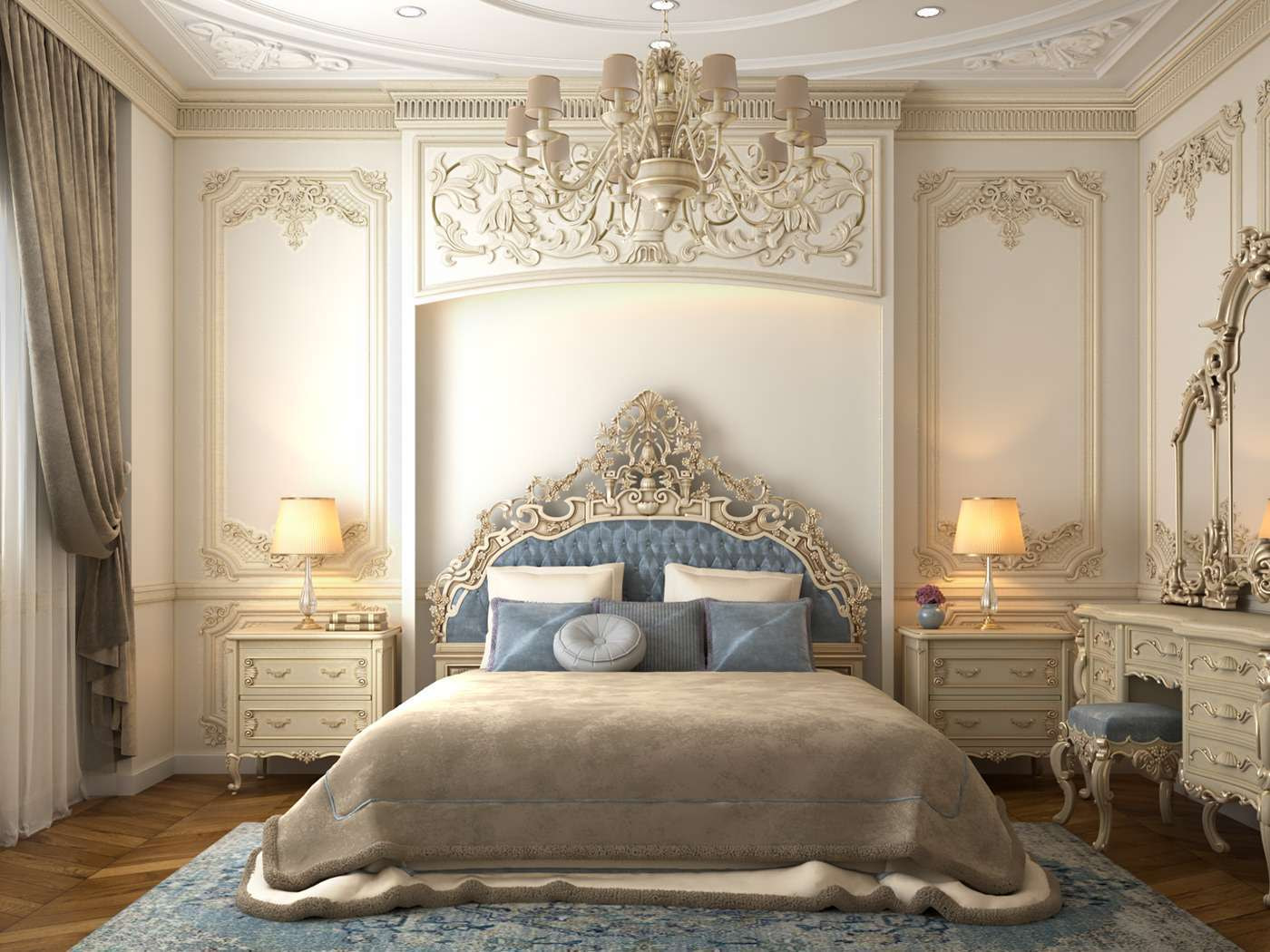 Phòng ngủ cho vợ chồng son phong cách cổ điển