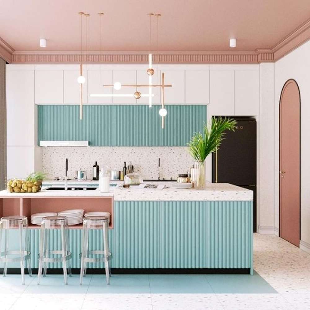 Phòng bếp tiện nghi theo phong cách Color Block 