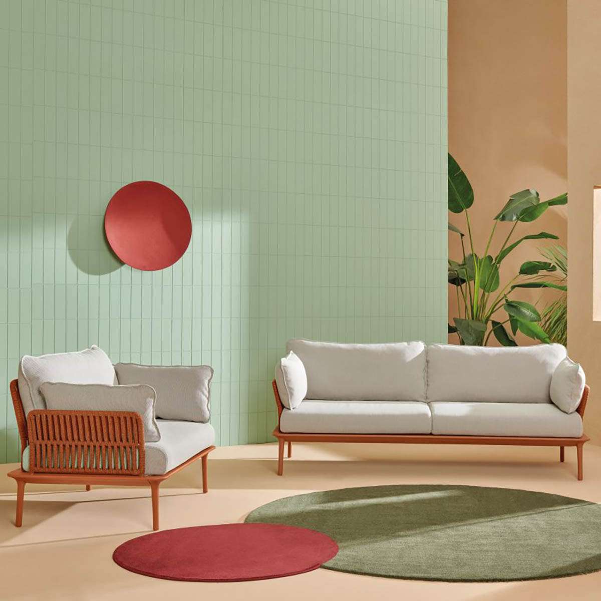 Mẫu phòng khách phong cách Color Block ấn tượng với nội thất đơn giản