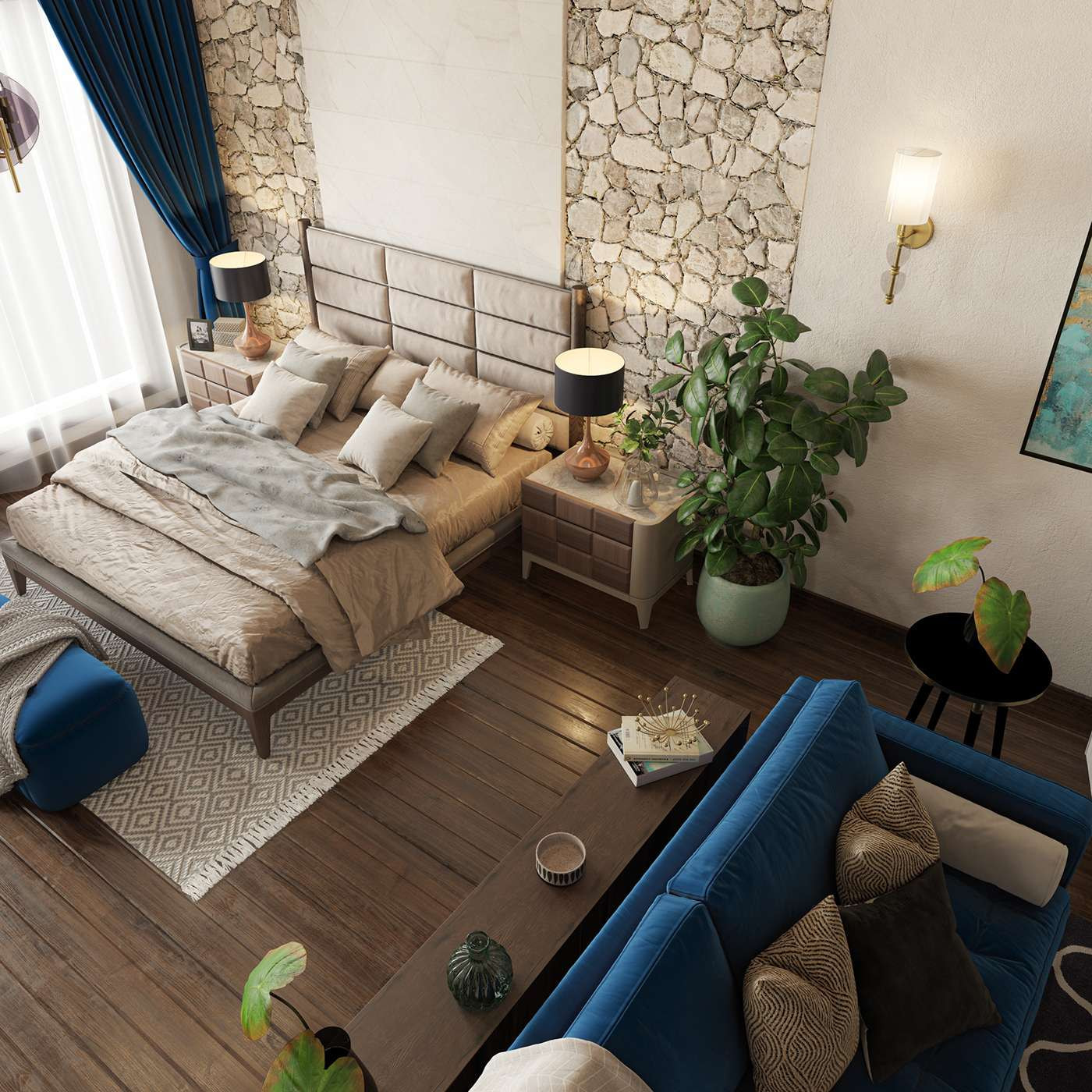 Thiết kế nội thất Eco cho phòng ngủ rộng 20m2