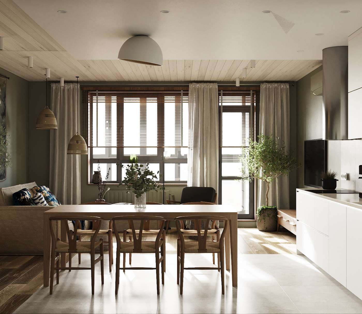 Thiết kế nội thất phòng bếp ấn tượng từ chất liệu thân thiện môi trường