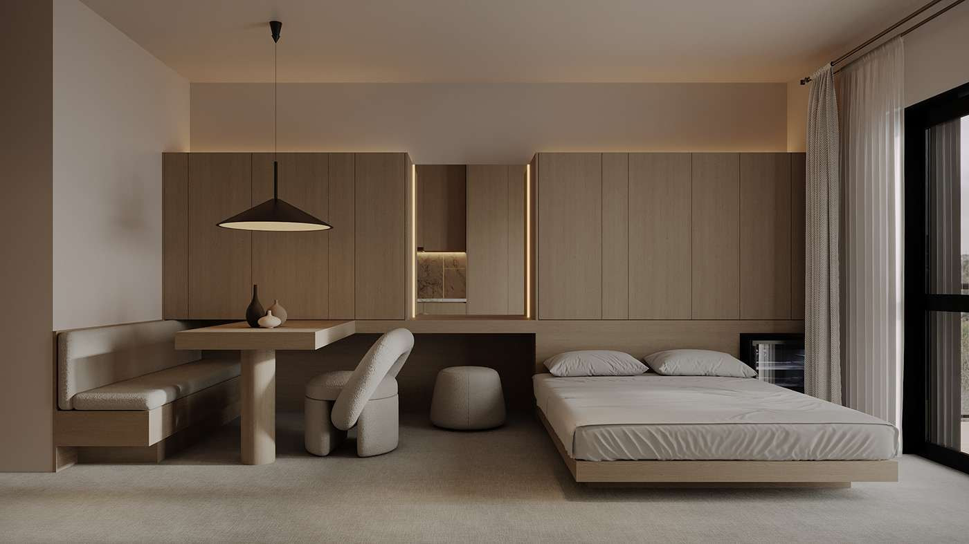 Thiết kế phòng ngủ có bàn đọc sách - uống trà theo phong cách Minimalism 