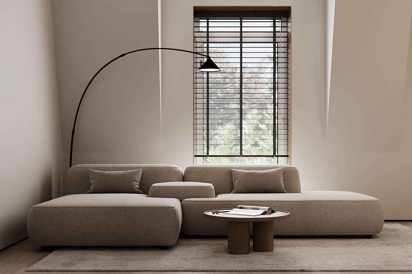 Tổng thể không gian được tiết chế số lượng nội thất đúng với tinh thần minimalism
