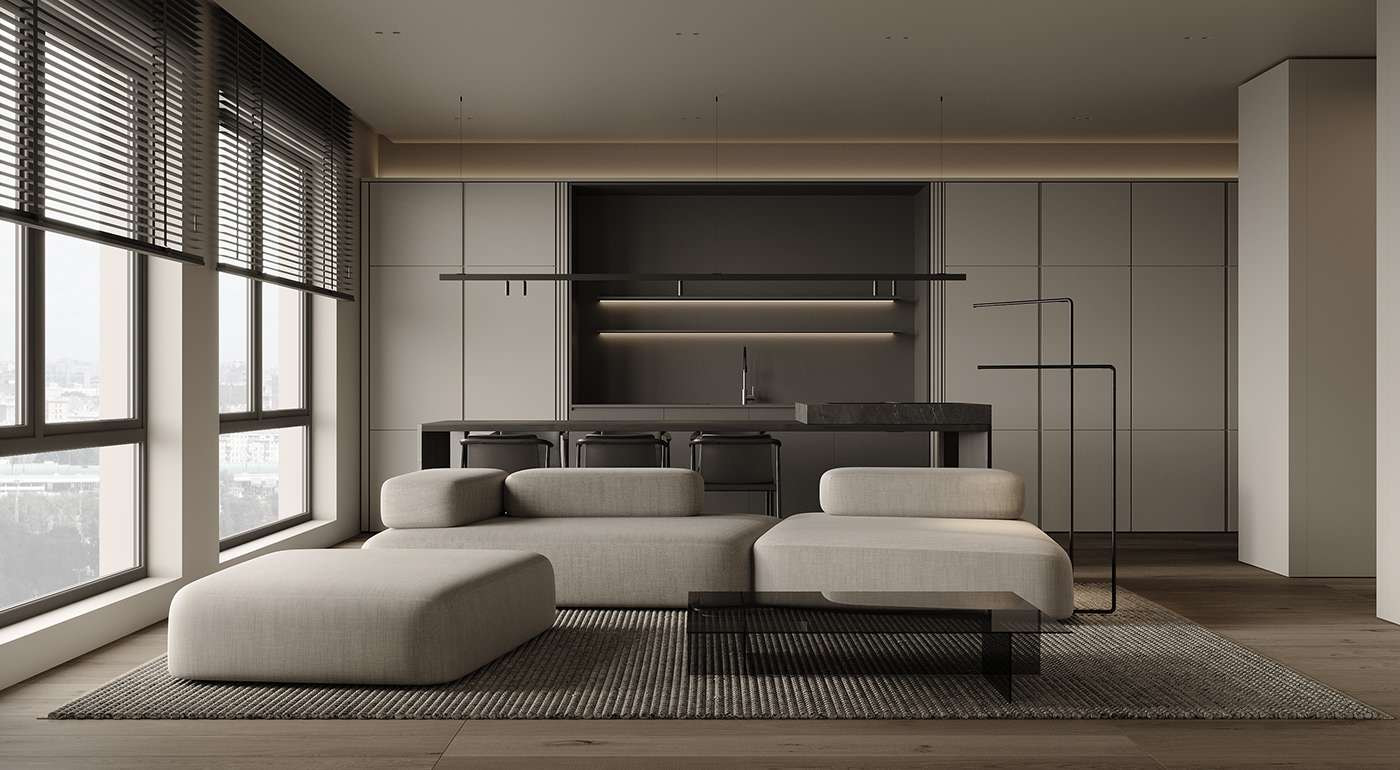 Thiết kế nội thất phòng khách từ gỗ công nghiệp theo phong cách Minimalism