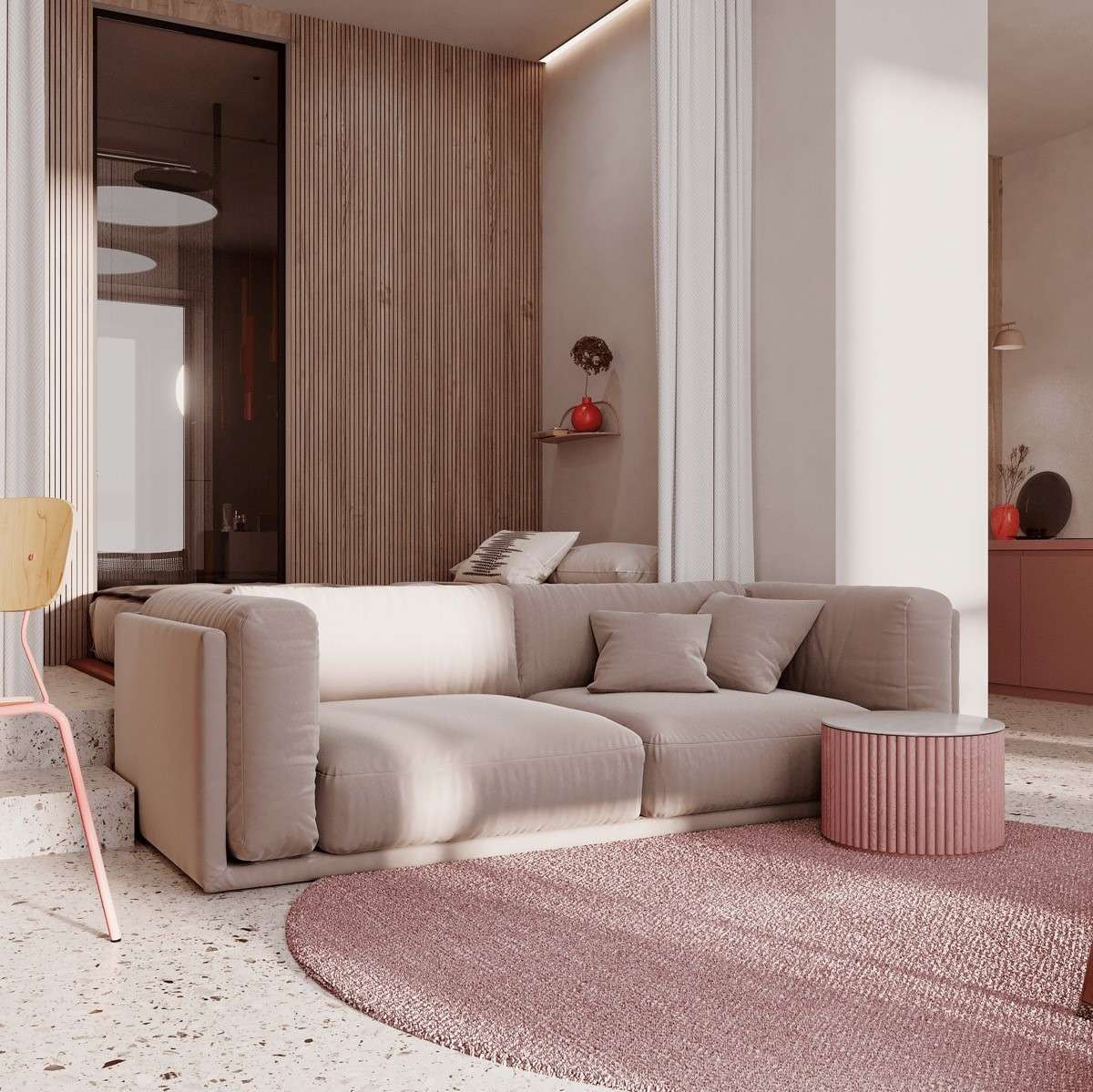 Thiết kế nội thất Hàn Quốc đơn giản, tiết chế đường nét thiết kế cho phòng khách