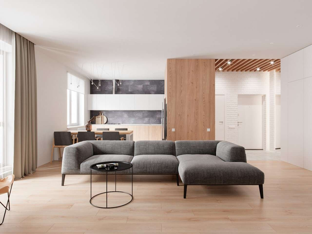 Bộ ghế sofa đơn giản làm vật trung tâm cho phòng khách căn hộ