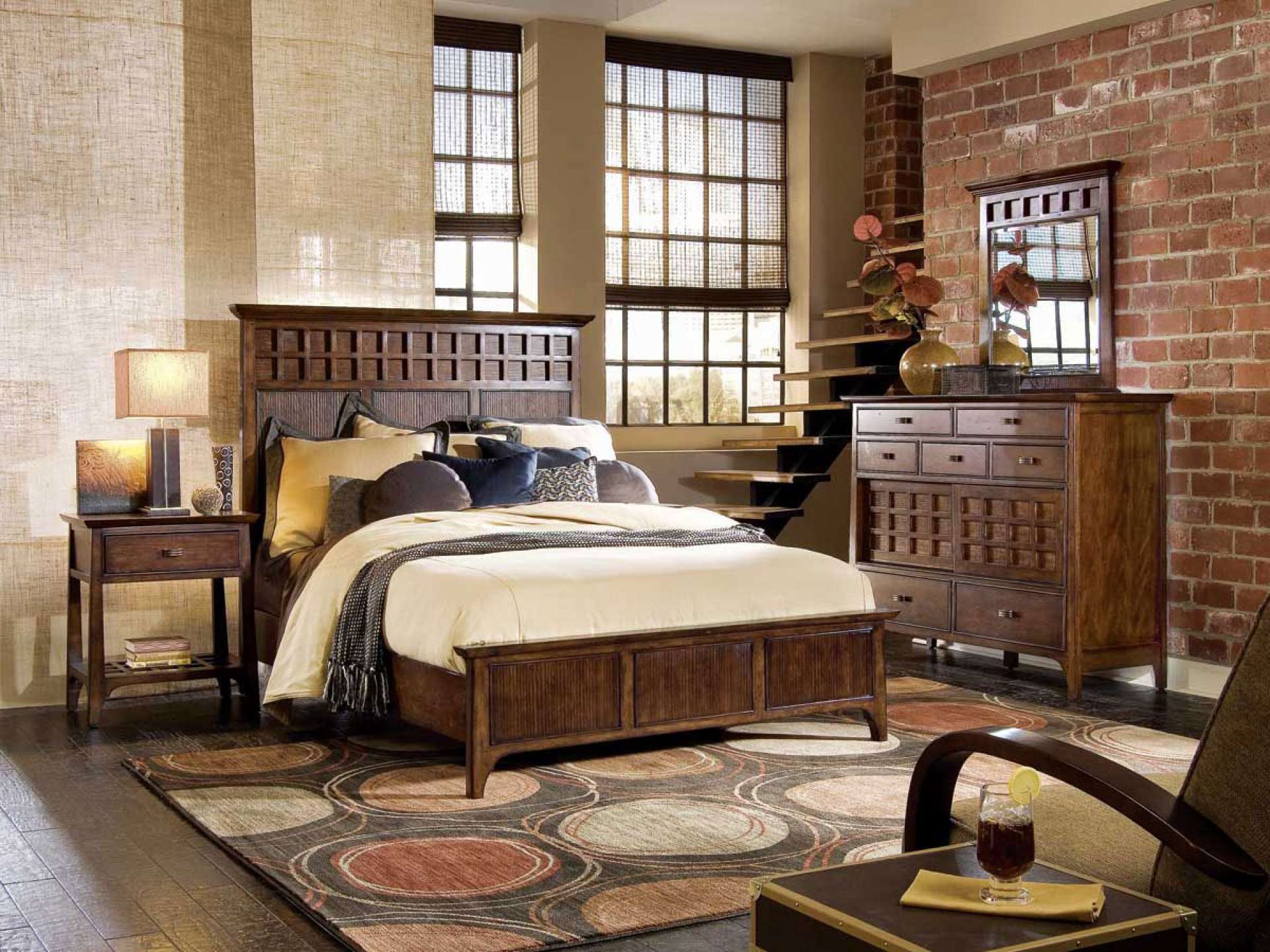 Phòng ngủ từ gỗ tự nhiên ấm áp được ứng dụng hơi hướng Retro