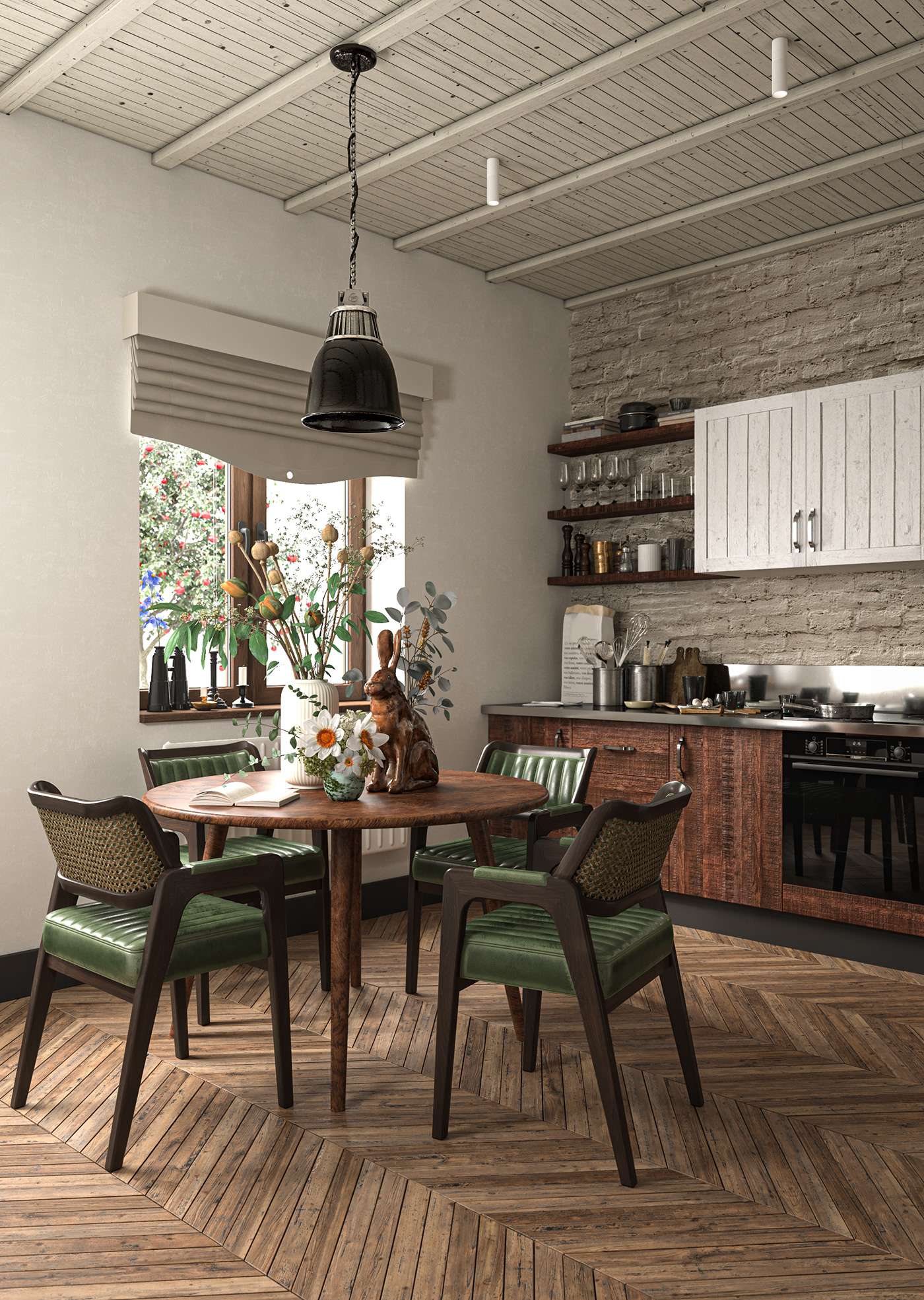 Thiết kế nội thất phòng bếp phong cách Rustic cổ điển