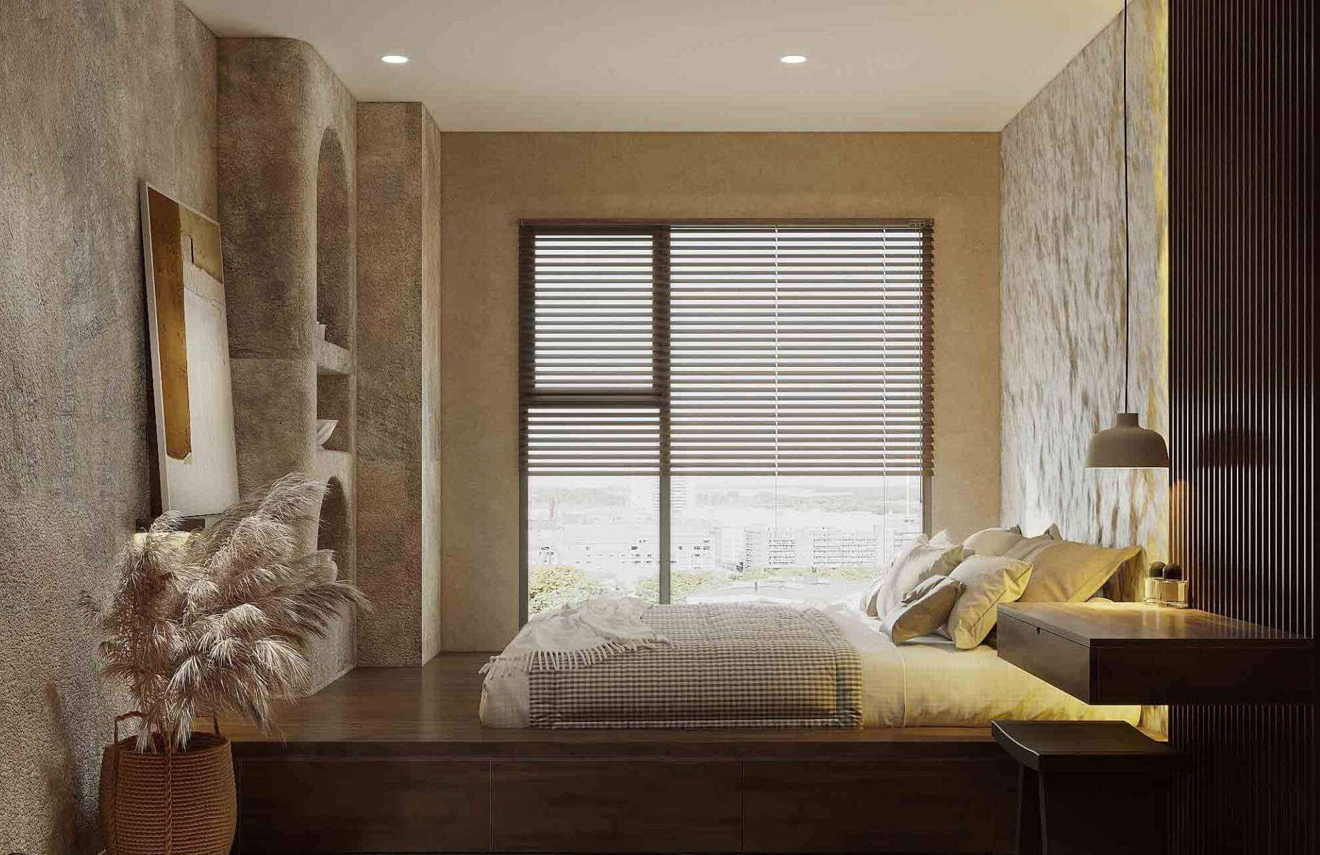 Thiết kế nội thất phòng ngủ phong cách wabi sabi 